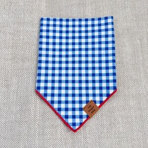Blue Gingham Dog Bandana
